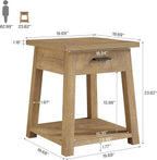 Tribesigns Farmhouse Square Side Table, 2 -Tier Wooden End Table with Drawer, Rustic Nightstands with Shelf Storage for Living Room, Bedroom, Office and Small Spaces