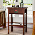 Stickley 125th Anniversary Floral Tile Tray Table, End Table, Solid Oak, Centennial Finish, Mission Style, Removable Ceramic Art Tile, Tray Top, 22.5in W x 16.5in D x 30in H, Made in USA