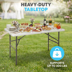 SIMPLI-Magic White Foldable Table (4FT), 2-Pack Indoor/Outdoor Folding Utility Tables with Carry Handle for Parties, Events, Crafts, and Picnics