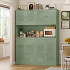 HIFIT 71“HX55“W Large Pantry Cabinet for Food Storage, Farmhouse Kitchen Hutch with Storage Drawers, Tall Kitchen Pantry Cabinet with Microwave Stand for Dining Living Room, Green