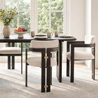 Morden Fort Boucle Dining Chair Set of 6, Upholstered Kitchen Chairs with Metal Frame & Curved Backrest, Mid Century Modern Dining Chairs for Dining Room, Living Room, Apartments (with Arm, Set of 6)