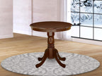 Pemberly Row Contemporary Round Rubber Wood Dining Table, 30 in x 30 in x 30 in, Mahogany Finish, Pedestal Base, Small Space Kitchen or Dining Room Table, Mid-Century Style
