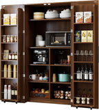 62.8''H Tall Kitchen Pantry Cabinet, Freestanding Buffet Cupboards Sideboard with Doors & Door Shelves, Farmhouse Storage Pantry for Kitchen Living Room Dinning Room, Walnut
