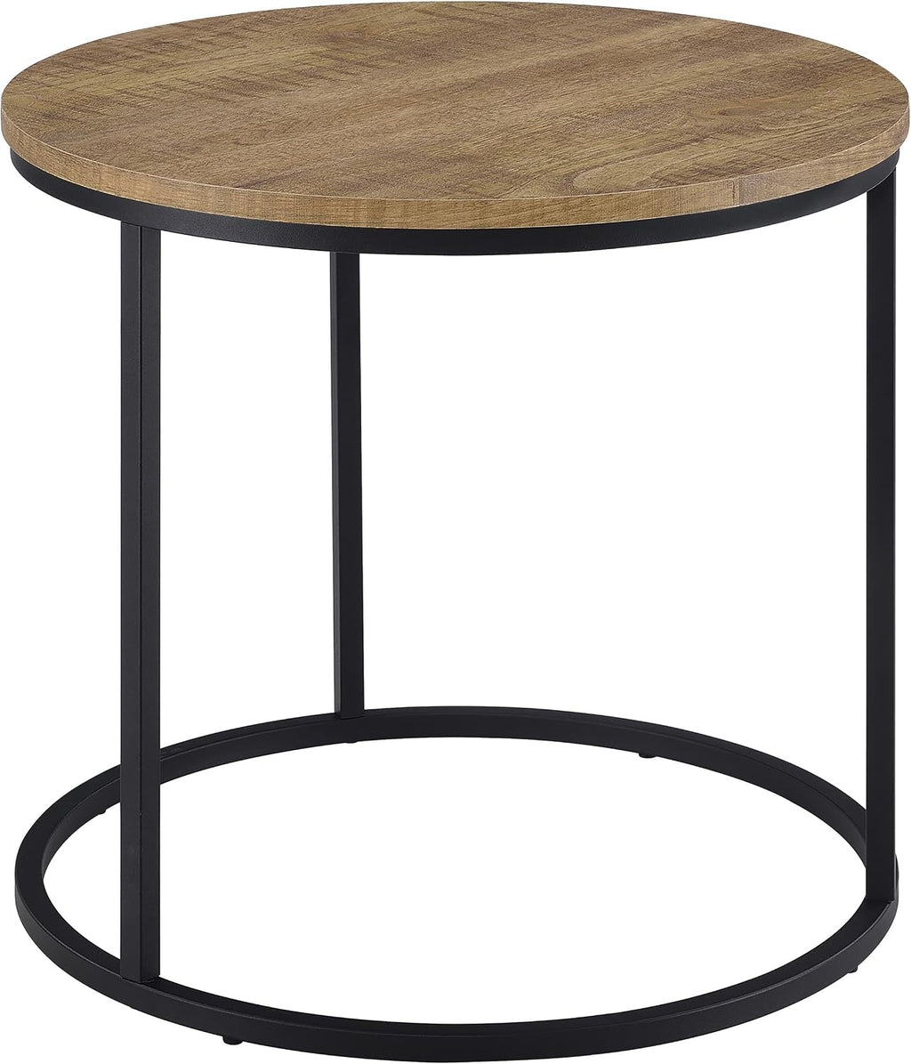 Coaster Home Furnishings - Lainey - Wood and Metal - End Table with Round Top, Open Metal Base and Rustic Style - Living Room - 23-Inch - Mango - 736037