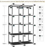 Portable Closet Wardrobe for Small Room, 35-Inch Clothing Organizer Storage Rack with 2 Clothes Hanging Rods and 4 Shelves, Non-Woven Fabric Cover, Grey