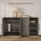 SICOTAS Buffet Cabinet with 4 Doors, Modern Sideboard Cabinet with Storage and Adjustable Shelves, Large Credenza Storage Cabinet (1, Ash Gray)