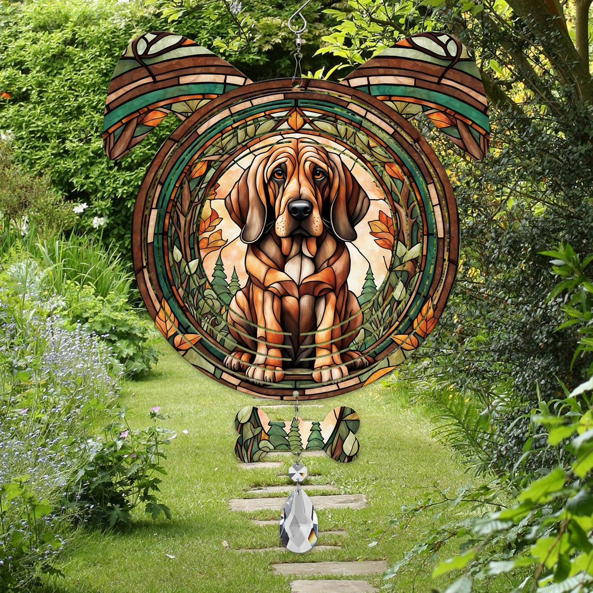 Bloodhound Dog Ears Wind Spinner, Bloodhound Wind Spinner Hanging for Yard and Garden V02