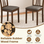 Giantex Wooden Dining Chairs Set of 4, Linen Fabric Upholstered Kitchen Armless Chair w/Rubber Wood Frame, Padded Seat, High Curved Back, Farmhouse Accent Side Chairs for Living Room (Brown+Gray)