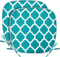 SleepMan Outdoor 17"x16" Chair Cushions with Ties Set of 2, Water Resistant All Weather U-Shape Seat Pads for Patio Garden Furniture Indoor (Set of 2, Aqua Plaid)