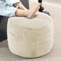 Round Stuffed Pouf Ottoman (Beige, 20" D x 20" W x 15" H)