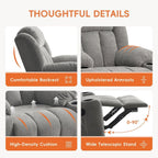 Ketaiyou Rocker Swivel Recliner Chair for Adults, Overstuffed Large Manual Recliner Glider with Massage and Heat, Comfy Soft Fabric Living Room Reclining Sofa Chair (Lime Gray1)