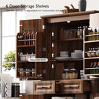 Ball & Cast 71" Farmhouse Kitchen Pantry Cabinet with 3 Pull-Out Organizers, Tall Storage Cabinet with 4 Doors, 2 Drawers, 6 Door Shelves & Adjustable Shelves, Freestanding Cupboard, Rustic Brown