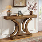 Tribesigns 43-Inch Farmhouse Curved Console Entryway Table for Living Room | 2 Tier Diaplay Space, Unique Curved Base, Adjustable Leg Pads, Sofa Table Behind the Couch,Thickened Sturdy Tabletop