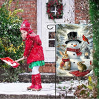 Winter Garden Flags 12x18 Double Sided, Small Burlap Outdoor Holiday Farmhouse Rustic Snowman Bunny Xmas Garden Flag Christmas Decorations Yard Lawn Porch Flags for Outside Decor