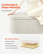 VEVOR Oval Storage Ottoman Bench, Foldable Teddy Fleece End of Bed Bench, Folding Upholstered Bed Ottoman Chest with Large Storage Space, Supports 660 lbs, for Living Room, Bedroom, Entryway, Beige