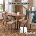 Espresso Brown Mid Century Modern Dining Chairs Set of 6, Velvet Upholstered Kitchen & Dining Room Chairs with Nailhead Trim & Solid Wood Legs, Elegant Sillas De Comedor (Coffee, 6 Pcs)