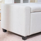 Storage Bench for Bedroom, 48.4'' End of Bed Beige Ottoman Lined Fabric Upholstered Shoe Bench for Entryway, Hallway, Bedroom, Cloakroom, Living Room, Beige.