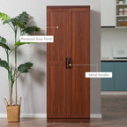 63" 2-Door Kitchen Pantry, Freestanding Storage Cabinet with 5-Tier Shelving and 2 Adjustable Shelves for Dining Room, Brown