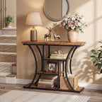 41.3" Industrial 4 - Tier Console Table with Curved Metal Frame, Narrow Long Sofa Table & Entryway Table with Storage Shelves for Living Room, Accent Table for Hallway Furniture Foyer