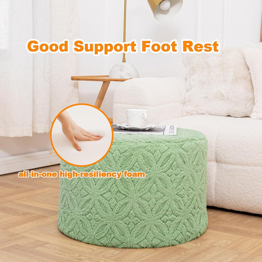 Plush Multi-Functional Ottoman Pouf – Ergonomic Ottoman Foot Rest with Space-Saving Design, Perfect Under Desks, Couches & Sofas (Sage Green)