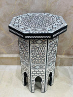 Morrocan Table Design Mother of Pearl Inlaid,Arabic Side Corner cofee Table for Living Room (Classic A)