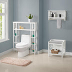 Alaterre Furniture Coventry Bench Stool with Cushion - Pine Wood Bench for Entryway or Bathroom Storage - Use as Shoe Rack, Vanity Chair and More (White)
