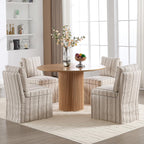 Upholstered Dining Chairs Set of 6 Slipcovered Armless Dining Chair with Solid Wood Legs, Soft Padded Upholstered Side Chair for Dining/Living/Readin Room, Banquet, Khaki Stripe