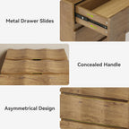 LITTLE TREE End Table with 3 Drawers, Fluted Nightstand, Farmhouse Bedside Table, Wood Nightstand, Small Bedroom Dresser, Rustic Wood End Table with Storage for Living Room, Bedroom, Closet, Natural