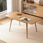 47’’-63’’ 100% Oak Extendable Dining Table, Solid Wood Folding Kitchen Table, Mid Century Modern Dinner Table for Kitchen, Apartment, Living Room (47''-63'' Natural)