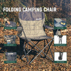 OUTSIDER Oversized Camping Folding Chair, Heavy Duty 500 LBS Portable Foldable Outdoor Chair Camp Chair with Cup Holder and Cooler Bag, Bottle Opener for Camping, Travel, Backpacking,Lawn, Patio