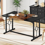 HOOBRO Dining Table, Wooden Kitchen Table for 4-6, Rectangular Dining Room Table with Sturdy Metal Legs, Long Dinner Tables with Large Tabletop for Living Room Kitchen, Rustic Brown and Black BF20CZ01