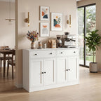 holzart 49" White Buffet Cabinet with Doors & Drawers, Modern Kitchen Storage Sideboard, Coffee Bar Console Table for Dining Room, Living Room, Entryway