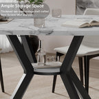 42"-58" Round Extendable Dining Table for 4-6, Kitchen Oval Table with Hidden Leaves & Storage Shelf, Space Saving Modern Design with Sturdy Metal Legs for Kitchen, Dining Room & Small Apartments