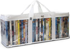 Made Easy Kit DVD Storage Bag - Clear PVC Organizer,Triple-Stitched Handles, Dividers - Stackable, Space-Saving, Fits 40 DVD Cases - Container for Movie Discs, Video Games, VHS Tapes (White)