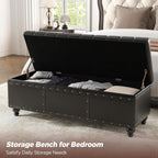 Maupvit Storage Ottoman Bench, Faux Leather Ottoman with Storage, Bench for Bedroom end of Bed, Upholstered Storage Benches for Living Room, Entryway, Hallway, Foot Rest, Black