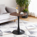 24" Square Tulip Dining Table for 2-4, Modern Kitchen Table with Pedestal Base, End Table Drink Table Small Bistro Table for Small Spaces, Apartment, Cafe, Office, Living Room (Black + Dark Walnut)