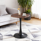 24" Square Tulip Dining Table for 2-4, Modern Kitchen Table with Pedestal Base, End Table Drink Table Small Bistro Table for Small Spaces, Apartment, Cafe, Office, Living Room (Black + Dark Walnut)