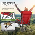LET'S CAMP Oversized 29.52" High Back Camping Chairs Heavy Duty Lawn Chair Support 500LBS, Collapsible Chair with Cup Holder, Side Pocket,2 Pack(Red)