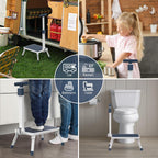 Folding Step Stool, Step Stools with Handle for Elderly Adults | Easy Assmbly, Lightweight Metal Stepping Stool with Adjustable Handrail in Kitchen, Bathroom, Bedroom, 330 Lbs Capacity