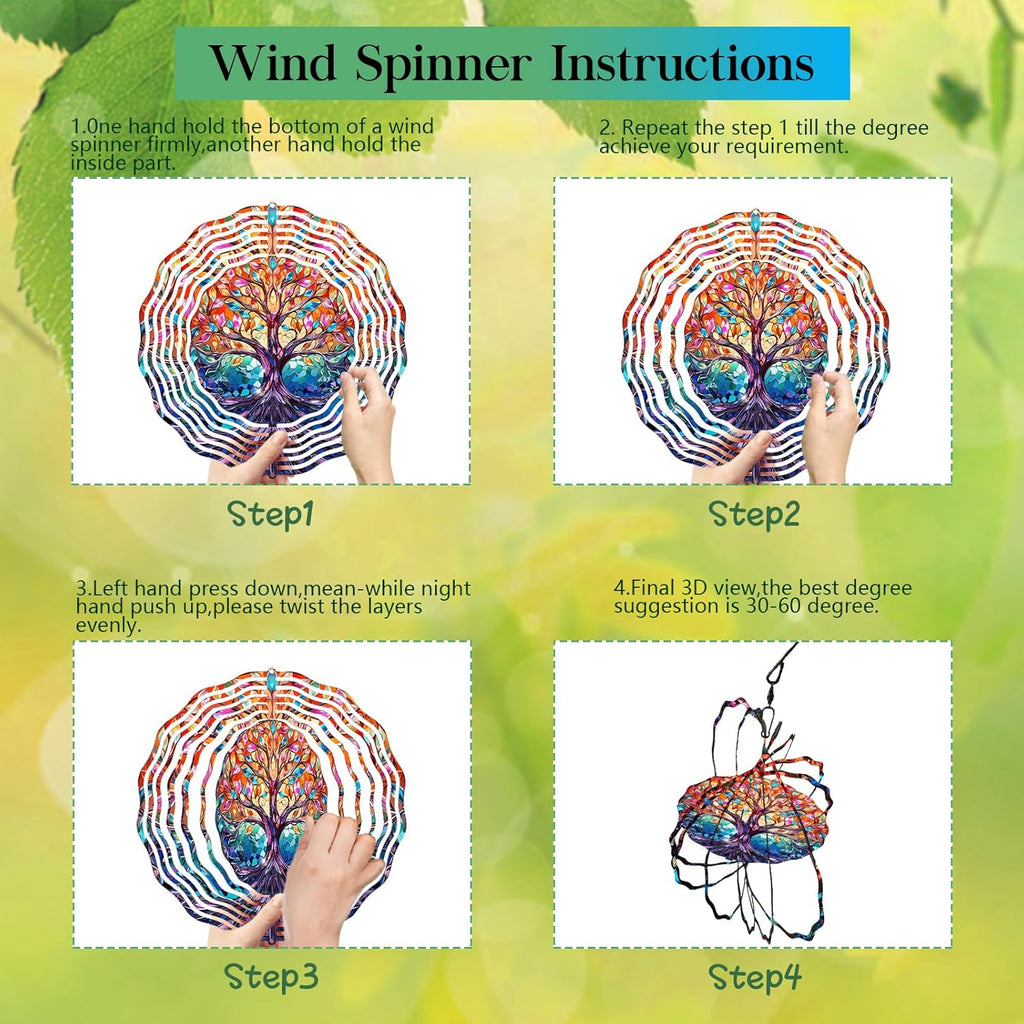 TIANCENTRAL H Tree of Life Wind Spinner,Tree of Life Wind Spinners 3D Frosted Hanging for Yard, Unique Gift Wind Spinner,3D Hanging Wind Sculptures for Garden Outdoor