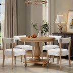 ZJhome Dining Chairs Set of 4, Mid-Century Modern Wooden Kitchen Chairs with Linen Upholstery - Low-Back Woven Design for Kitchen & Dining Room, Beige Fabric