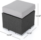 Christopher Knight Home Santa Rosa Outdoor 16" Wicker Ottoman Seat with Water Resistant Cushion, Grey / Silver