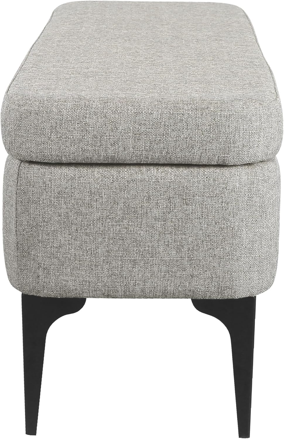 HomePop Upholstered Storage Bench with Metal Leg, 42" W, Cool Gray Woven