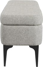 HomePop Upholstered Storage Bench with Metal Leg, 42" W, Cool Gray Woven