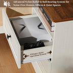 24.5" Farmhouse Night Stand Bedside Table with 3 Drawer for Bedroom | Set of 2 Wood Nightstand End Table with Open Shelf Outlet and USB for Bedroom, Closet, Antique White