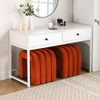 Multi-Functional Ottoman Stool Set of 2, Footrest for Couch, Modern Vanity Stool for Make-up Room, Living Room and Entryway, Small Cute Footstool (Rust Velvet)