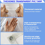 Clear Tarp 8 x 20FT, 20 Mil Clear Vinyl Tarp, Small Cover Plastic Sheeting with Grommets, Double-Stitched Reinforced Edges, Heavy Duty Tarps Waterproof and Tearproof