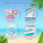 Hoteam 4 Pcs Couples Cruise Door Decorations Magnetic Husband and Wife Cruise Ship Door Funny Waterproof Nautical Magnets for Carnival Cabin Stateroom Fridge Car