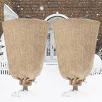Riare 2 Packs 45 × 70 Inch Burlap Winter Plant Cover Bags with Drawstring- Reusable Large Burlap Sack Plant Frost Protector, Plant Frost Cloth Cold Tree Freeze Blanket for Outdoor Plants Shrubs Fruit