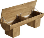Tribesigns 55" Storage Bench with 2 Safety Hinges, Farmhouse Shoe Bench with Flip-Top Storage, Supports 350 lb and Easy Assembly (Natural)